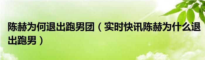 陈赫退出原因 陈赫被退出跑男的原因是什么
