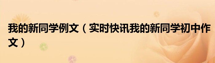 我和新同学作文500字初一 我和新同学的相识作文题目
