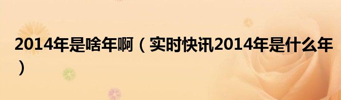 2014年是啥年 2014年是个什么年