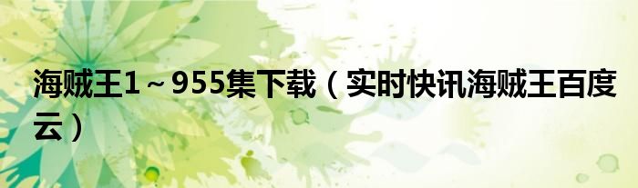 海贼王1集到950目录 海贼王在线观看1117
