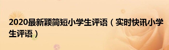 2020年最新小学生评语简短 实用简短的小学生评语