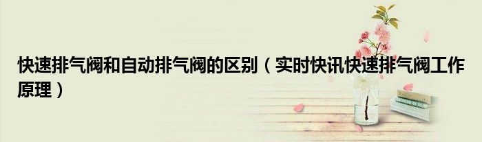 快速排气阀和自动排气阀 快速排气阀也称手动排气阀