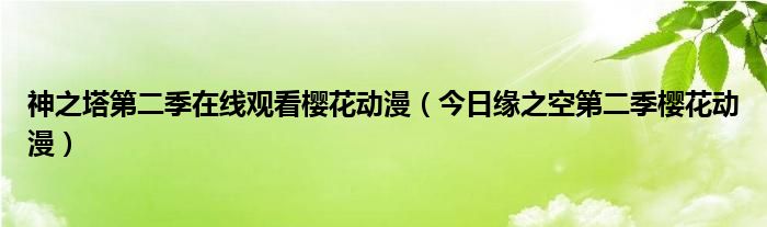 神之塔动漫在线超清 神之塔,樱花动漫