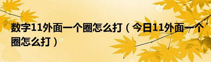 圈里有11怎么打 圈里数字11怎么打出来