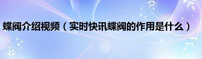 蝶阀型号及功能介绍 蝶阀结构特点是什么