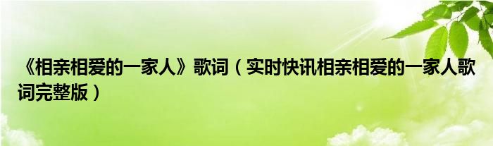 相亲相爱的一家人歌词和歌曲 相亲相爱的一家人原唱歌词