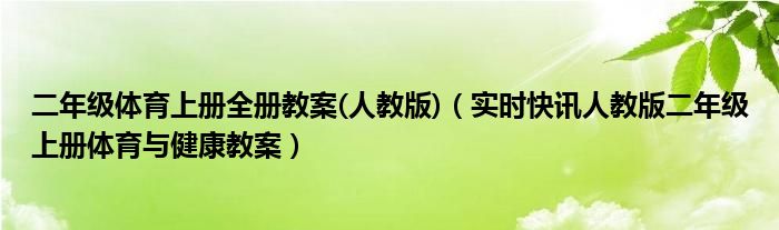 二年级体育教学工作计划 二年级体育视频教学全集