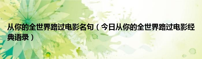 从你的全世界路过经典语录片段 从你的全世界路过名句