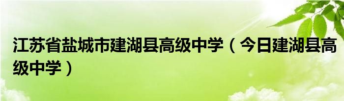 建湖县高级中学高考情况 建湖高级中学2020年招生计划