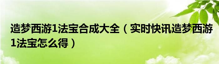 造梦西游1法宝怎么得 造梦西游1法宝图鉴