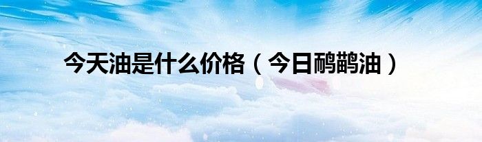 今天油是什么价格（今日鸸鹋油）