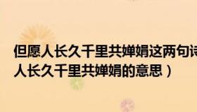但愿人长久千里共婵娟这两句诗是什么意思（实时快讯但愿人长久千里共婵娟的意思）