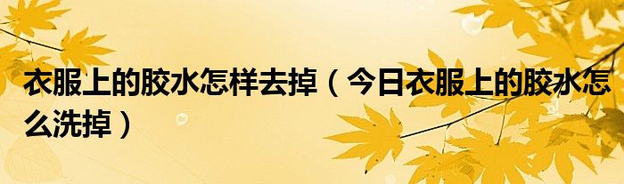 衣服上的胶水怎么去掉 衣服上的胶水怎么祛除