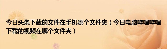 今日头条下载并安装到桌面 今日头条下载的东西在哪个文件夹