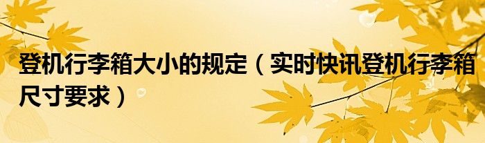 上海航空登机行李箱尺寸 飞机登机行李箱尺寸和限重