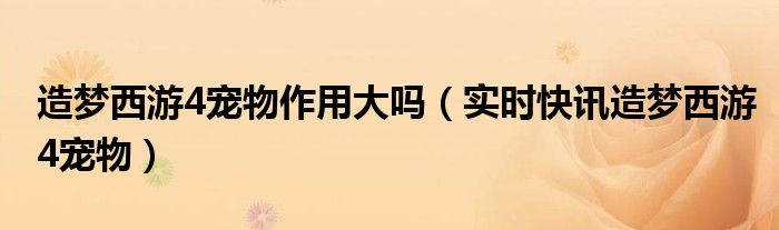 造梦西游4宠物图片 造梦西游4所有宠物强弱排行