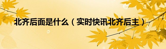 北齐后主百度百科 北齐后面是哪个朝代
