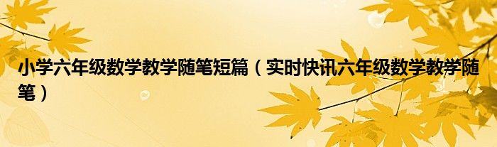六年级数学下教学随笔 教学随笔数学六年级数学上