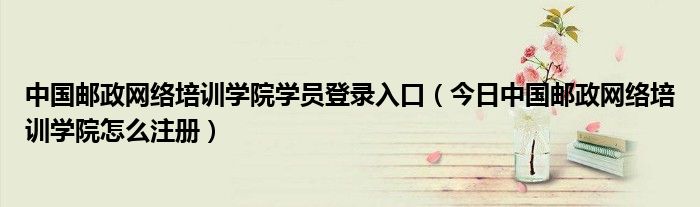 中国邮政网银登录官网 中国邮政网络学院官网登录入口