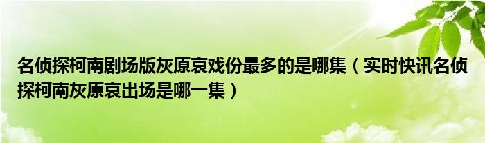 名侦探柯南灰原哀剧场版全集 名侦探柯南灰原哀剧场版出场集