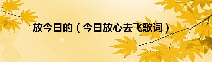 放心的下一句 放心在今天