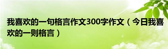 我最喜欢的一句格言400字 我最喜欢的一句格言作文300字左右