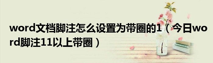 word脚注怎么设置圆圈 脚注带圈21怎么设置