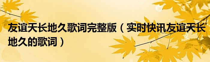 友谊天长地久歌曲原唱英文版歌词 友谊天长地久歌曲