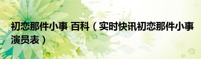 初恋那件小事电视剧版演员表全部 初恋那件小事人物名字