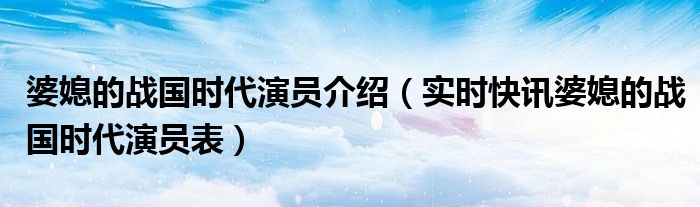 婆媳的战国时代演员表及角色介绍 婆媳的战国时代婆媳的战国时代