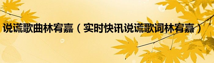 说谎林宥嘉qq音乐 说谎林宥嘉在线试听