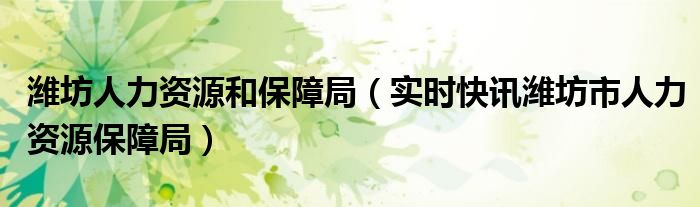 潍坊市人力资源招聘信息 潍坊市人力资源部和社会保障局