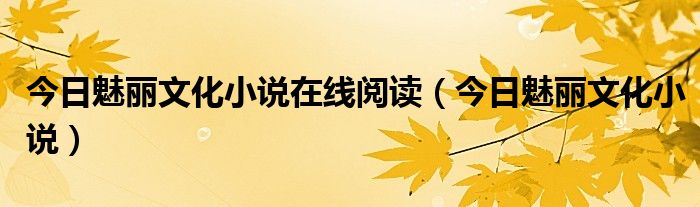 今日魅丽文化小说在线阅读（今日魅丽文化小说）