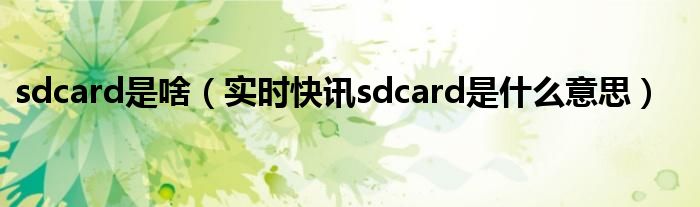 sdcard是什么 sdcard是什么文件
