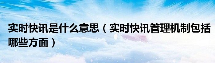 实时和即时 实时快照