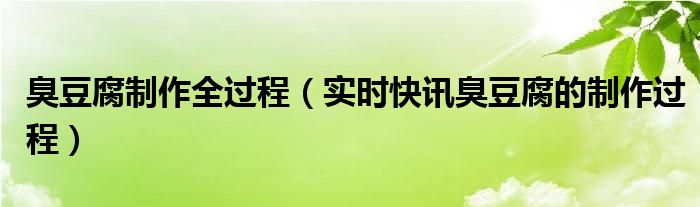 臭豆腐的制作过程恶心视频 臭豆腐的制作过程曝光