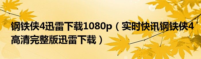 钢铁侠4迅雷免费下载 钢铁侠4迅雷下载