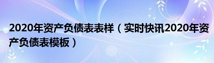 2020年资产负债率平均值 2020年资产负债表填列说明表