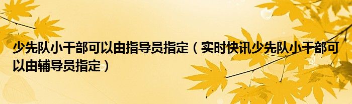 少先队小干部轮换 少先队小队长怎么任命的