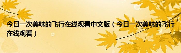 今日一次美味的飞行在线观看中文版（今日一次美味的飞行在线观看）