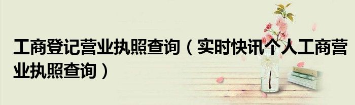 个人办理的工商营业执照如何查询 个体户营业执照查询网上查询