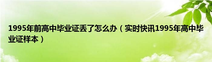 95年的高中毕业证是什么样的 1995年高中毕业证原件图片