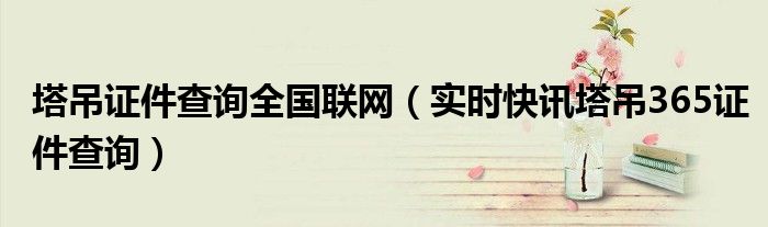 塔吊证网上查询平台 塔吊证件查询官方网站
