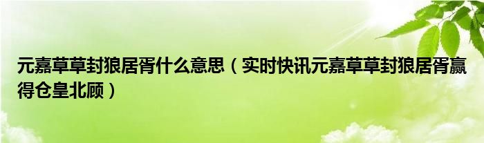 元嘉草草封狼居胥是谁的典故 元嘉草草封狼居胥赢得仓皇北顾