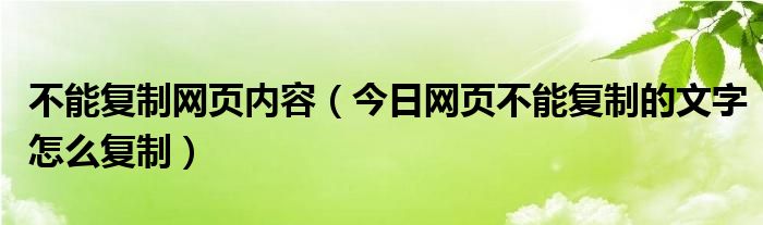 网页中不能复制的文字 不能复制粘贴的网页怎么办