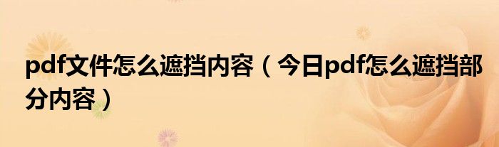 pdf文件如何压缩大小 PDF文件如何遮盖