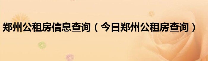 郑州市公租房查询官网 郑州公租房信息网查询入口