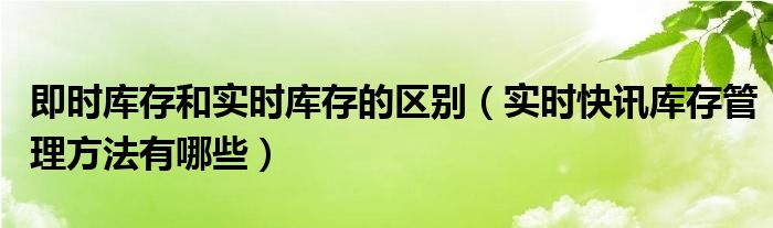 实时库存什么意思 即时库存和即时库存明细的区别