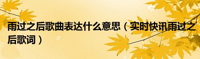 雨过之后的歌词 雨过之后谁唱的好听
