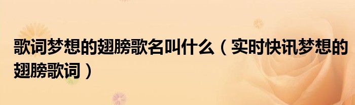 歌词梦想的翅膀汪峰唱的 歌词:梦想的翅膀